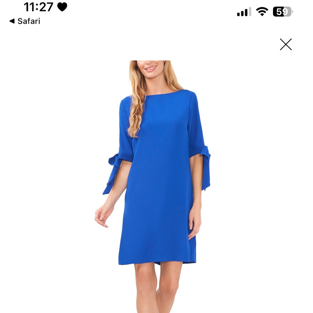 Women’s tie cuff 3/4 sleeve crew neck shift dress